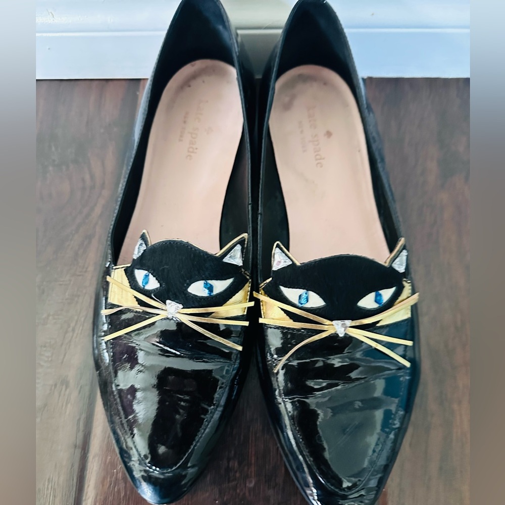 Kate Spade Black Kitty Cat Loafers size 9